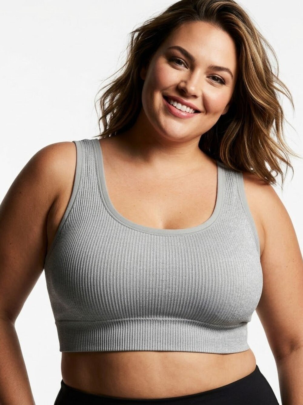 Torrid Gray Ribbed Seamless Bralette Size 3 3X Lounge Scoop Neck Crop Bra Top